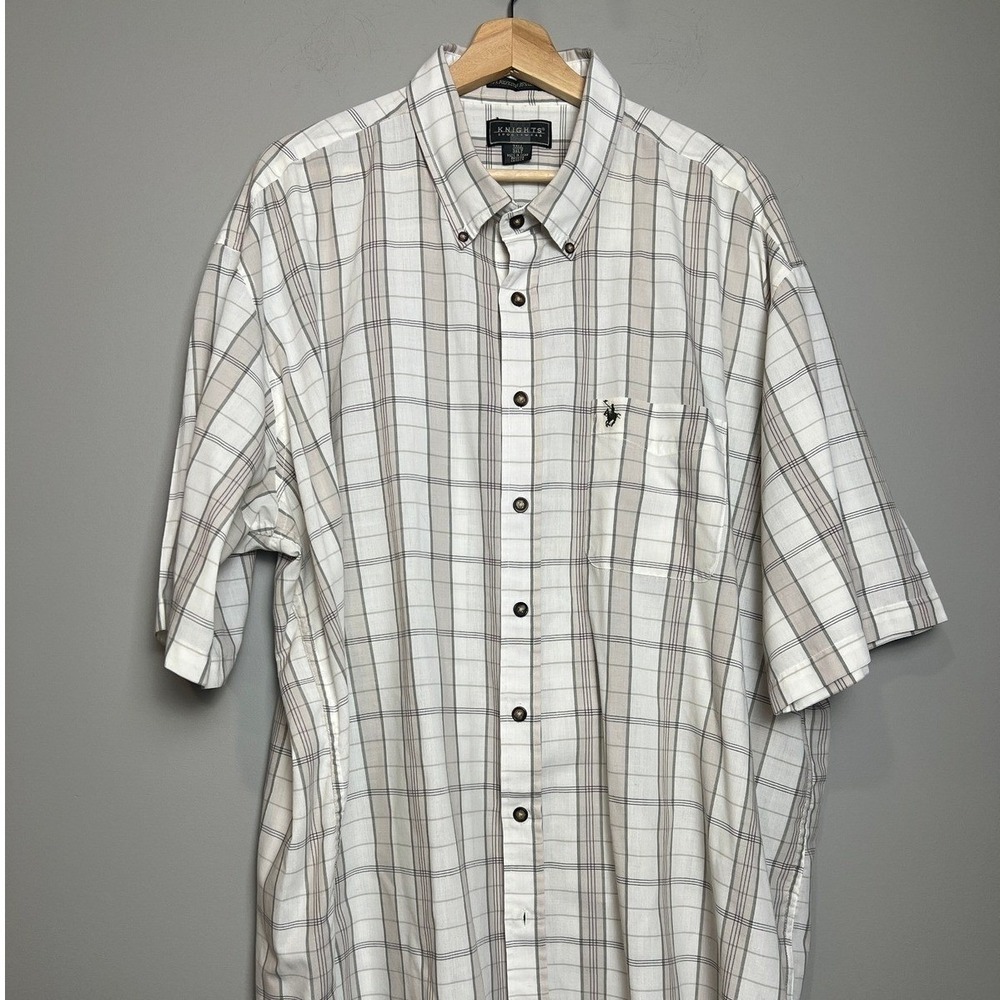 Knights Sportswear‎ Shirt Men's 3XLT Plaid Short Sleeve Button Up Classic Fit